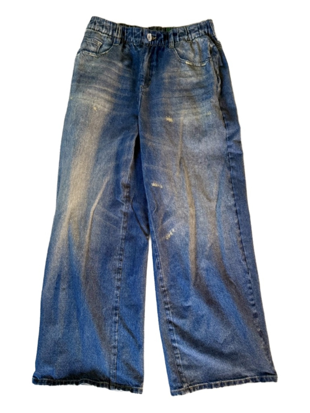 HALARA Mid Rise Denim Print French Terry Casual Sweatpants Jeans with Pockets